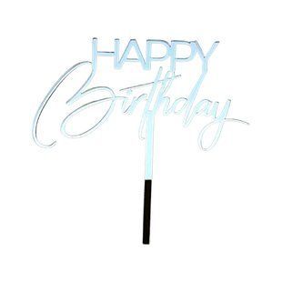 Акриловый топпер Happy Birthday №25 Серебро ножка a42049bb-7535-11f1-8aa5-b820761bbe95 фото