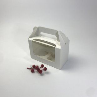 Коробка на 2 капкейка 16,5х8х10,5 с окном и ручкой 1484536524 фото