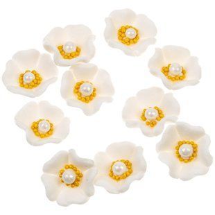 Сахарные цветы из мастики для торта "Мальва" белая 10 шт 0f957879-c090-11ec-8638-b7a8ca73462b фото