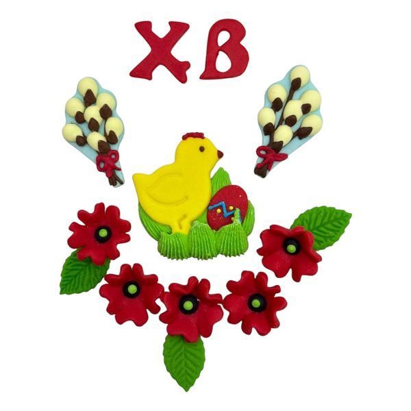 Набір декорацій "Маки"№6 великодній кондитерський декор на паску, фігурки цукрові на великдень 2123533836 фото