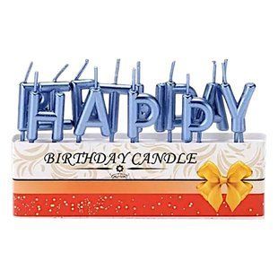 Свечи-буквы в торт "Happy Birthday" голубые (перламутр) 60128cd3-7b73-11f1-8aa9-fcb58e7e5e46 фото