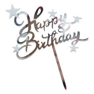 Топер Happy birthday срібло срібні зірки 2da6f5ca-c560-11f0-8a23-9c2a913047f4 фото