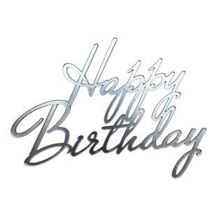 Акриловий топер №6 Срібло Happy Birthday 80c4d550-0c2a-11f1-8a5d-d57887ed4790 фото