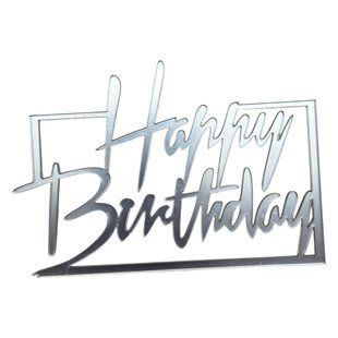 Акриловий топер №5 Срібло Happy Birthday 69183bb1-0c2a-11f1-8a5d-d57887ed4790 фото
