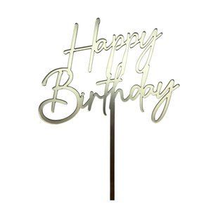 Акриловий топер №4 Золото Happy Birthday ніжка 8e7615e9-0c2b-11f1-8a5d-d57887ed4790 фото